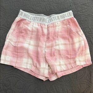 Hollister Pink and White Plaid Lounge Shorts